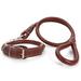 Cool Pu Leather Dog Collar and Leash Set Round Strong Pet Walking Training Leash for Small Medium Big Dog Brown S