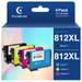 812XL 812 Ink Cartridges for Epson Ink 812 XL 812XL T812XL T812 Combo Pack for Workforce Pro WF-7840 WF-7820 WF-7310 EC-C7000 Printer (Black Cyan Magenta Yellow 4 Pack)