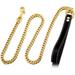 4.5ft 11mm Golden Dog Chain Leash Metal Chew Proof Leash with Leather Heavy Duty Pet Leash Chain