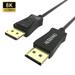8K DisplayPort Cable Ultra HD DisplayPort Male to Male Cord 7680x4320 Resolution 8K@60Hz 4K@144Hz 1080P@240Hz support 32.4Gbps HDP HDCP for PC Laptop HDTV DP to DP Cable-6.6FT/2M
