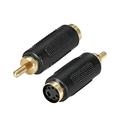 RCA Male to S-Video 4 Terminal Female Connector Stereo Audio Video Adapter Coupler Black 2Pcs
