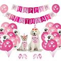 Dog Birthday Party Supplies Premium Dog Birthday Bandana Hat Banner Balloons Birthday Party Decorations for Pet Puppy Cat Pink Dog Birthday Party Favors