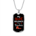 My Heart Belongs To A Trucker Dog Tag Stainless Steel or 18k Gold 24 Chain