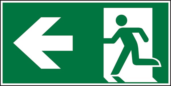 Rettungszeichen, Notausgang links - ASR A1.3 (DIN EN ISO 7010) - 600x300x1.5 mm Kunststoff nachleuchtend Image