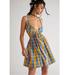 Free People Dresses | Nwt Free People Bridget Mini Dress Blue Yellow Plaid Smocked Cutout Sleeveless | Color: Blue/Yellow | Size: Various