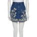 Gucci Skirts | Gucci Embroidered Denim Mini Skirt It 40 Us 4 S | Color: Blue/Green | Size: S