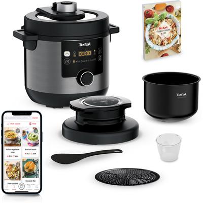 TEFAL Multikocher "CY7788 Turbo Cuisine & Fry", schwarz (edelstahlfarben, schwarz), Küchenmaschinen, Schnellkochfunktion, 10 aut. Kochprogramme, 4 Extra Crisp Programme Image