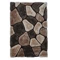 LUX Rugs Beige & Brown Stone Wall Design Hand Tufted Soft Modern Rug 120cm x 170cm | 4cm Thick Shaggy Pile | 70% Acrylic & 30% Polyester | High Density Yarn Fibres