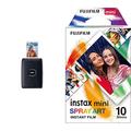 INSTAX Mini LINK2 Smartphone Printer, Space Blue & Mini Sofortbildfilm Spray Art Bordüre, 10er Pack