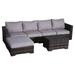 Living Source International 3-Piece Wicker Sectional Set with Cushion - Espresso