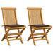 vidaXL Patio Chairs Outdoor Bistro Folding Chair with Cushions Solid Wood Teak