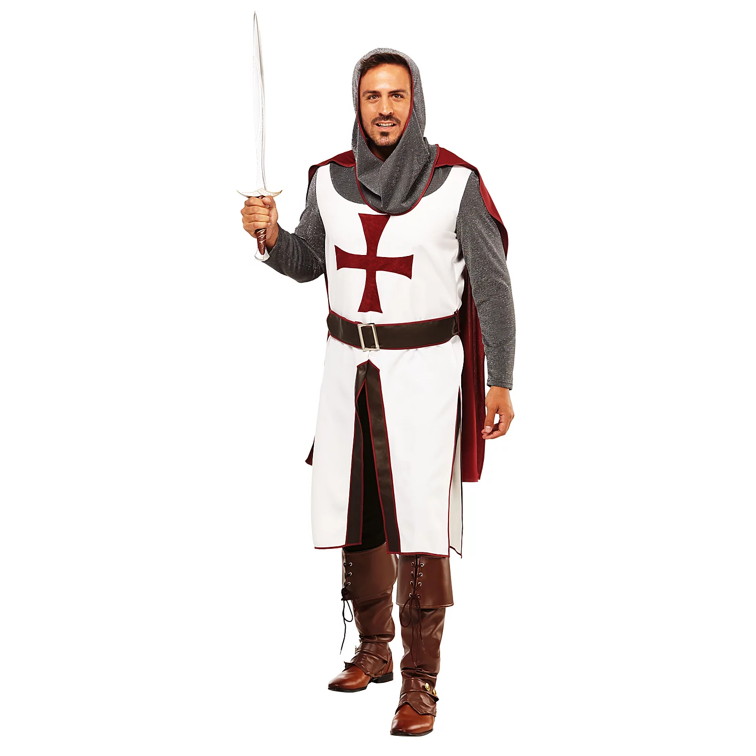 Ritter-Kostüm Galahad für Herren, weiß/bordeaux Image