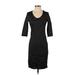 Pink Blush Casual Dress - Sheath V Neck 3/4 sleeves: Black Print Dresses - Women's Size Small