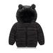 Rollbacks! ZCFZJW Winter Warm Down Coats with Cute Ear Hoodie for Kids Baby Boy Girls Super Thick Padded Puffer Jacket Lightweight Zip Up Hooded Coat Outwear(Black 12-18 Months)
