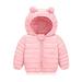 Clearance! ZCFZJW Winter Warm Down Coats with Cute Ear Hoodie for Kids Baby Boy Girls Super Thick Padded Puffer Jacket Lightweight Zip Up Hooded Coat Outwear(Pink 12-18 Months)