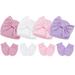 Zando 4Pcs Newborn Hat and Mitten Set Baby Girls Beanie with Big Bow Warm Baby Hats and No Scratch Mittens 0-3 Months