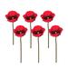 Melrose International Bright Red Poppy Flower Stem (Set of 6)