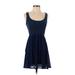 Rewind Casual Dress - A-Line Scoop Neck Sleeveless: Blue Solid Dresses - Women's Size Small