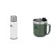 Stanley Adventure Edelstahl Thermosflasche 1 Liter Polar White - Thermoskanne 1L - BPA-frei - Thermos Hält 24 Stunden heiß oder kalt & Classic Legendary Camp Mug Thermobecher 354ml Hammertone Green