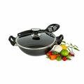 Sonex Non Stick Double Handle Wok Glass Lid Deep Cooking Karahi Pot Pan Cookware Spoon | NonStick Shallow Cast Iron Pan (30cm)
