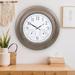 August Grove® Aerick 21 in. Outdoor Quartz Wall Clock w/ Illuminated Backlight Glass/Metal in Brown | 21 H x 21 W x 3.07 D in | Wayfair