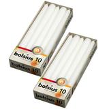 Bolsius 20 Pack White Taper Candles 10 Tall Unscented Dripless Smokeless White Taper Candles for Wedding Party Emergency Household Decoration -Burns 7.5 Hr