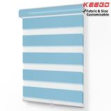 Keego Dual Layer Roller Window Blind Light Filtering Zebra Window Blind Cordless Customizable Sky Blue Case Sky Blue Fabric 42.5 w x 46.0 h