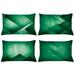 Geometric Throw Pillow Cushion Case Pack of 4 Grunge Effect Abstract Modern Design Monochromatic Design Polygons Modern Accent Double-Sided Printing Jade Green and Emerald 5 Sizes by Ambesonne