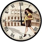 Large Wood Wall Clock 24 Inch Round Modern Woman Vintage Architect Round Small Battery Operated Wall Art