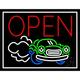 Car Wash Logo With White Border LED Neon Sign 24 x 31 - inches Clear Edge Cut Acrylic Backing with Dimmer - Bright and Premium built indoor LED Neon Sign for automotive store and mall.