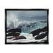 Stupell Industries Crashing Waves Ocean Rocks Cliffs Rough Waters Painting Jet Black Floating Framed Canvas Print Wall Art Design by Lettered and Lined