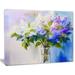 DESIGN ART Blue and White Lilacs in Vase - Floral Canvas Art Print - Green 40 in. wide x 30 in. high