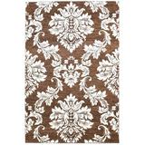 Brown Wool / Silk Rug 5X8 Modern Hand Knotted Indian Damask Room Size Carpet