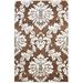 Brown Wool / Silk Rug 5X8 Modern Hand Knotted Indian Damask Room Size Carpet
