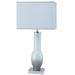 NEW Grey Painted Body Chrome Base Grey Fabric Shade Socket Switch & 1 Outlet 29 Table Lamp 6207
