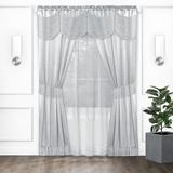 Woven Trends Halley 6 Piece Window Curtain Set Victorian Style Curtains 63 Inches Long Window In A Bag Curtain and Valance Set for Living Room and Bedroom Rod Pocket 56 x 63 Silver