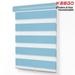 Keego Dual Layer Roller Window Blind Light Filtering Zebra Window Blind Cordless Customizable Sky Blue Case Sky Blue Fabric 31.5 w x 76.0 h