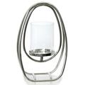 Asha - Steel Metal and Clear Glass One Light Hurricane Candle Holder - Chrome Finish - Small