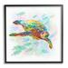 Stupell Industries Kaleidoscopic Sea Turtle Speckled Rainbow Fish Swimming Graphic Art Black Framed Art Print Wall Art Design by Michael Shelton