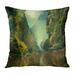 ECCOT Fantasy 3D of Tropical Landscape Large Rocks Vegetation and River Calm Waters Nature Artistic Canyon Pillowcase Pillow Cover Cushion Case 16x16 inch