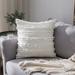 Linyer Cotton Linen Pillow Case Bohemian Solid Color Cushion Cover Indoor House Restaurant Sofa Decorative Pillowcase with Zipper Cream White 45x45cm