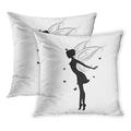 ECCOT Wing Silhouette of Fairy and Butterfly Fairytale Women Ballerina Magic Flying PillowCase Pillow Cover 20x20 inch Set of 2