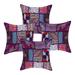 Stylo Culture Indian Cotton Living Room Throw Pillow Sham Covers Purple 12x12 Bohemian Vintage Patchwork Indian Couch Cushion Covers 30 x 30 cm Decorative Abstract Square Pillowcases | Set Of 4