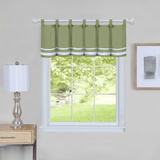 Woven Trends 3-Piece Solid Stripes Kitchen Curtains Valance for Kitchen Windows Dining Room Living Room Bathroom Curtains 58 W x 14 L Green