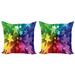 Colorful Throw Pillow Cushion Cover Pack of 2 Modern Cheerful Design with Burst of Stars in Rainbow Graphic Print Zippered Double-Side Digital Print 4 Sizes Multicolor by Ambesonne