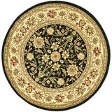 SAFAVIEH Lyndhurst Victoria Traditional Floral Area Rug Black/Ivory 8 x 8 Round