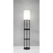 HomeRoots Black Wood Floor Lamp with Circular USB Charging Station Shelf