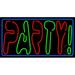 Double Stroke Party 3 LED Neon Sign 13 x 24 - inches Black Square Cut Acrylic Backing with Dimmer - Bright and Premium built indoor LED Neon Sign for Event Party.