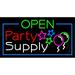 Party Supply Open LED Neon Sign 13 x 24 - inches Black Square Cut Acrylic Backing with Dimmer - Bright and Premium built indoor LED Neon Sign for Event Party.