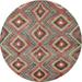 Ahgly Company Indoor Round Contemporary Brown Red Southwestern Area Rugs 7 Round